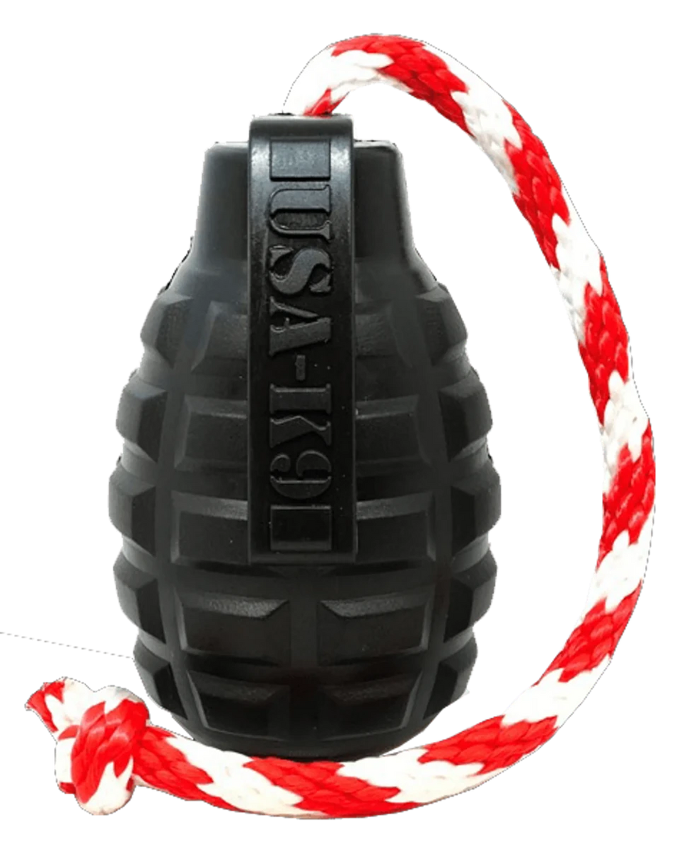 USA-K9 Grenade Durable Rubber Chew Dog Toy, Treat Dispenser, Tug Toy, Red/XL, view 5
