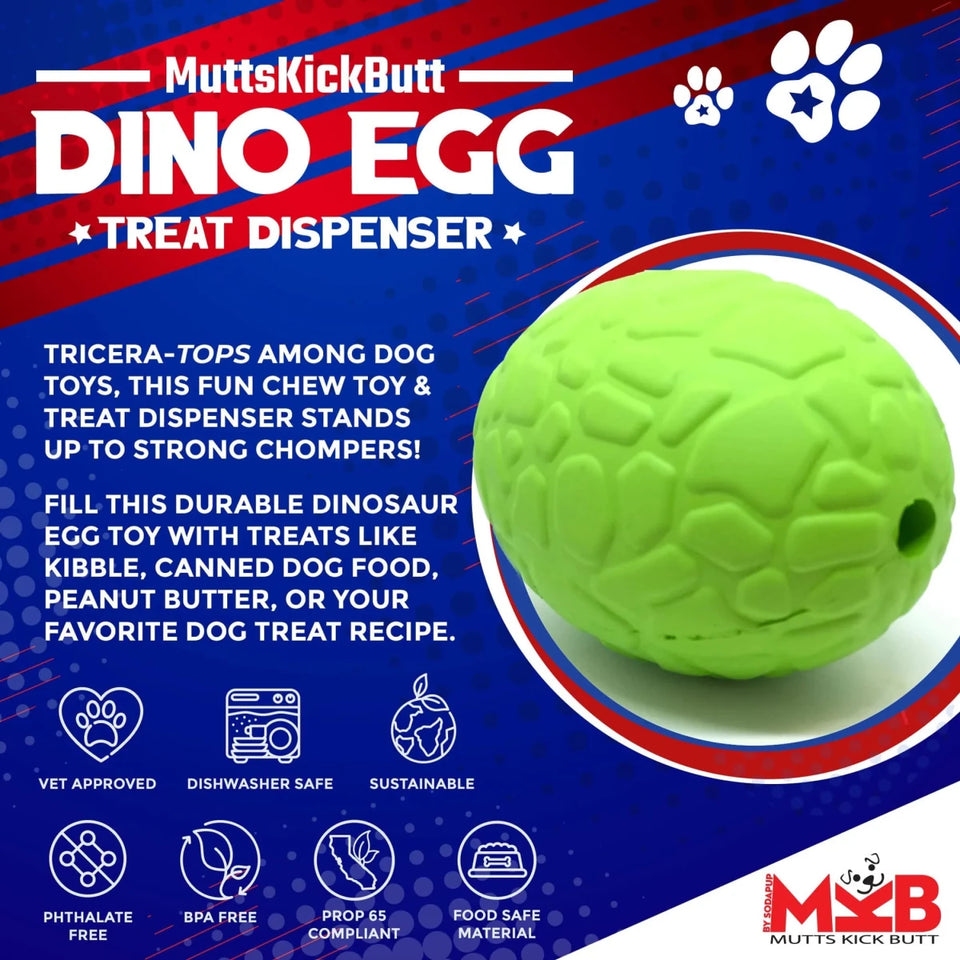 MKB Dinosaur Egg Durable Rubber Chew Dog Toy & Treat Dispenser - Pets Perfect