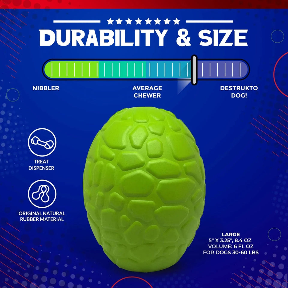 MKB Dinosaur Egg Durable Rubber Chew Dog Toy & Treat Dispenser - Pets Perfect