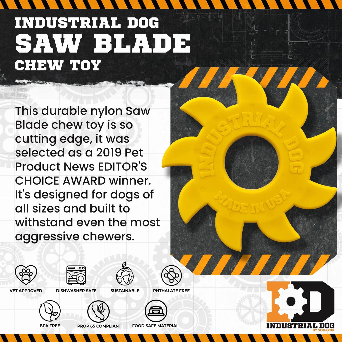 ID Circular Saw Blade Ultra Durable Nylon Dog Chew Toy for Aggressive Chewers - Pets Perfect