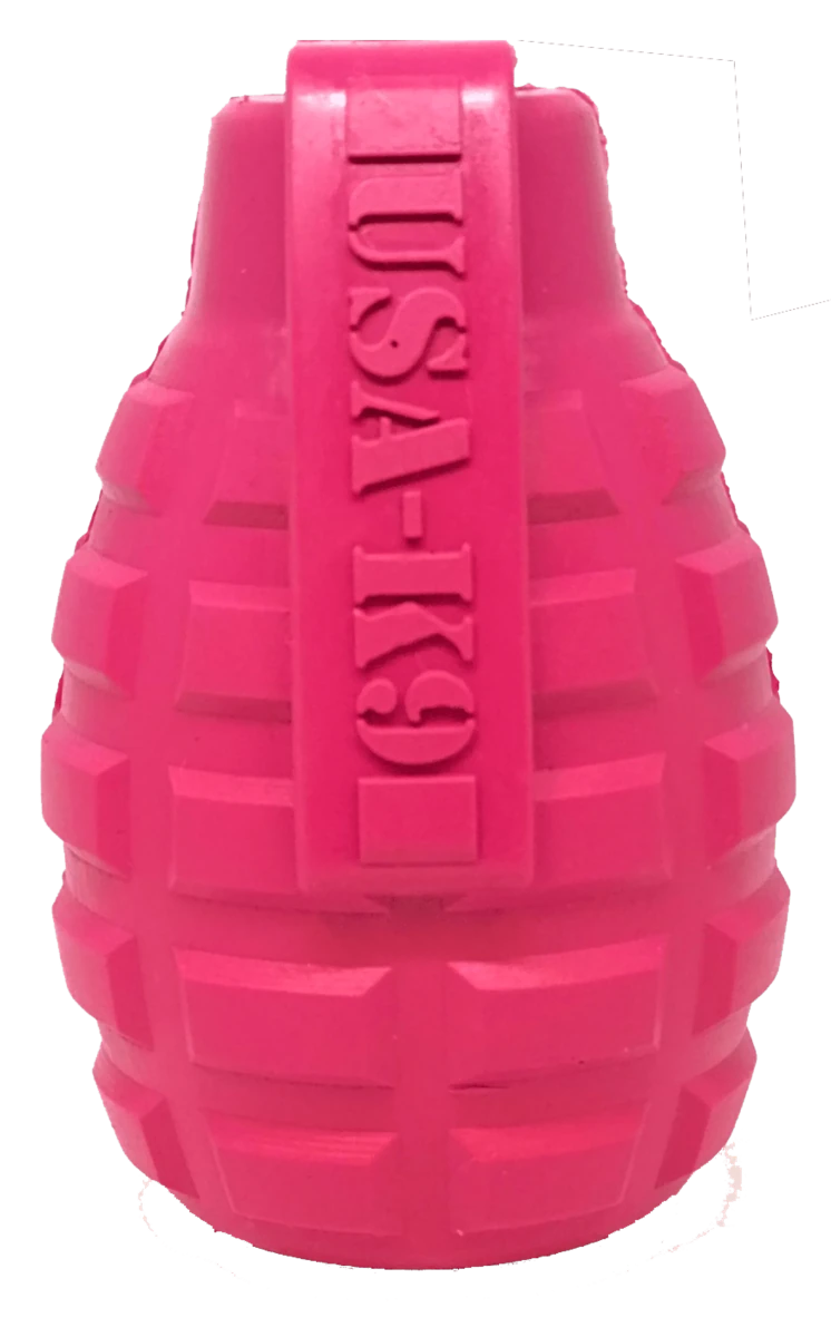 USA-K9 Puppy Grenade Durable Rubber Chew Dog Toy & Treat Dispenser for, Pink/LARGE, view 2