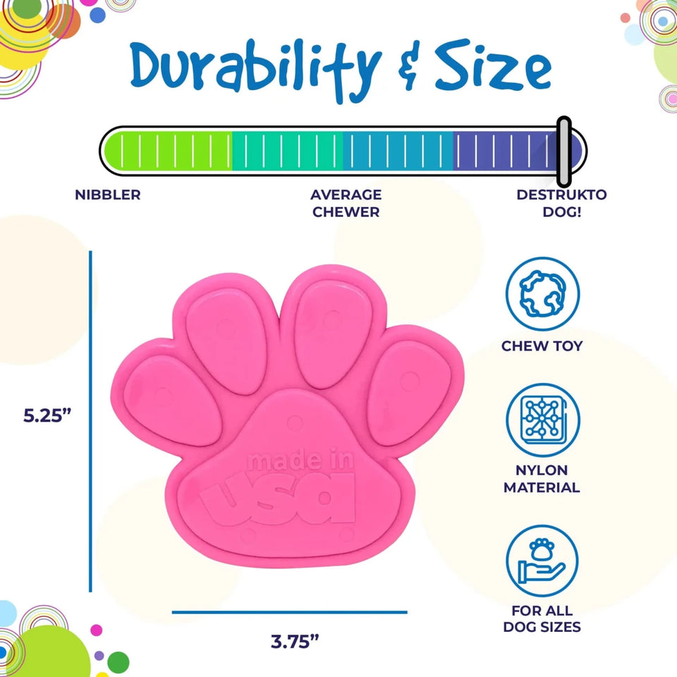 SP Paw Print Ultra Durable Nylon Dog Chew Toy for Aggressive Chewers - Pets Perfect