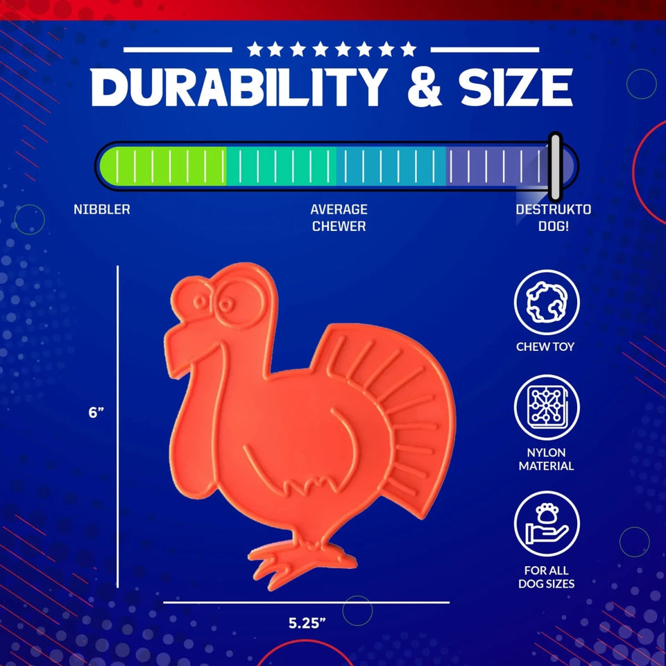 MKB Turkey Ultra Durable Nylon Dog Chew Toy for Aggressive Chewers - Pets Perfect