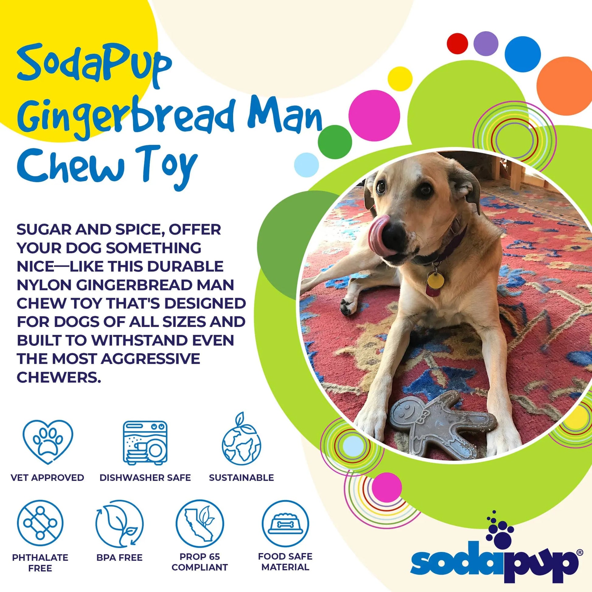 SP Gingerbread Man Ultra Durable Nylon Dog Chew Toy for Aggressive Chewers - Pets Perfect