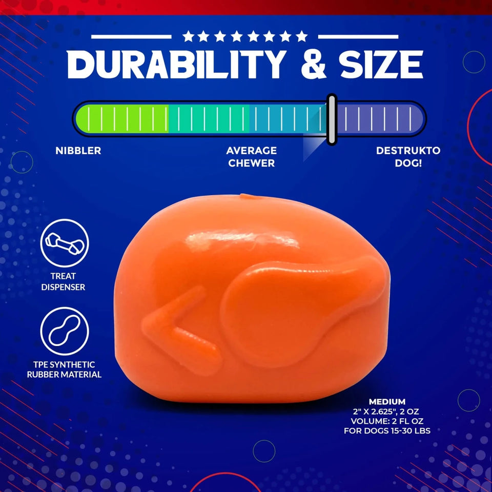 MKB Roasted Turkey Durable Rubber Chew Dog Toy & Treat Dispenser, view 7