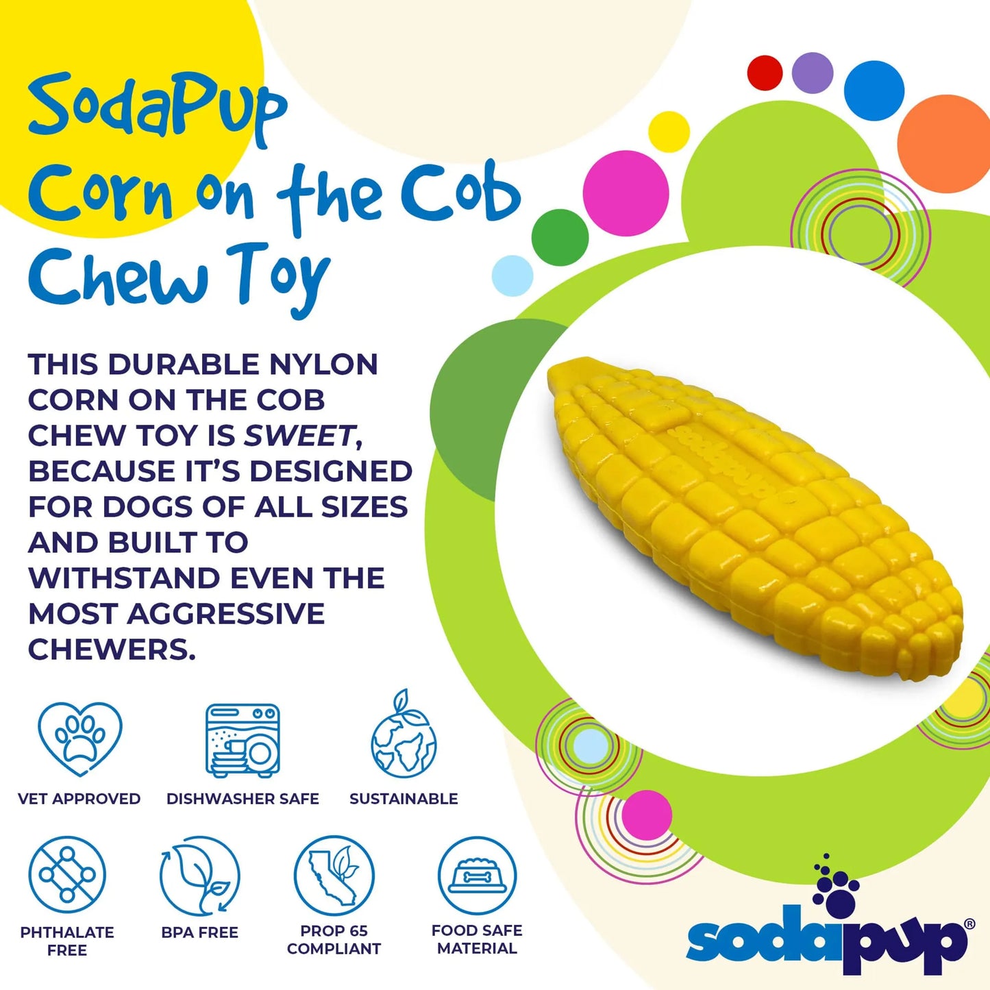SP Corn on the Cob Ultra Durable Nylon Dog Chew Toy for Aggressive Chewers - Pets Perfect