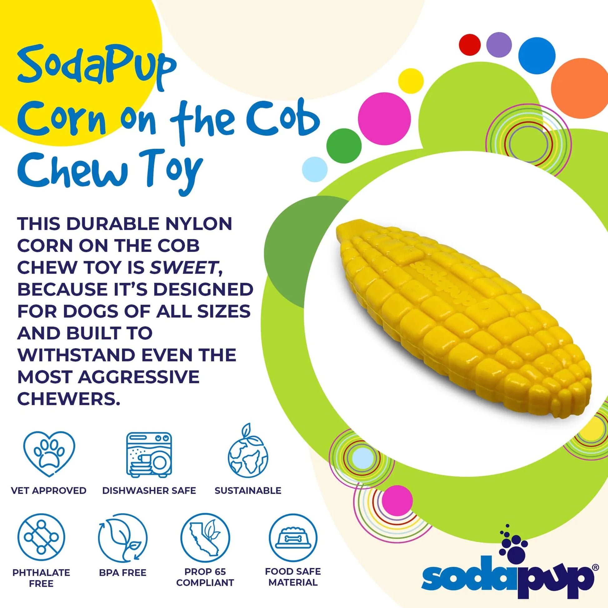 SP Corn on the Cob Ultra Durable Nylon Dog Chew Toy for Aggressive Chewers - Pets Perfect
