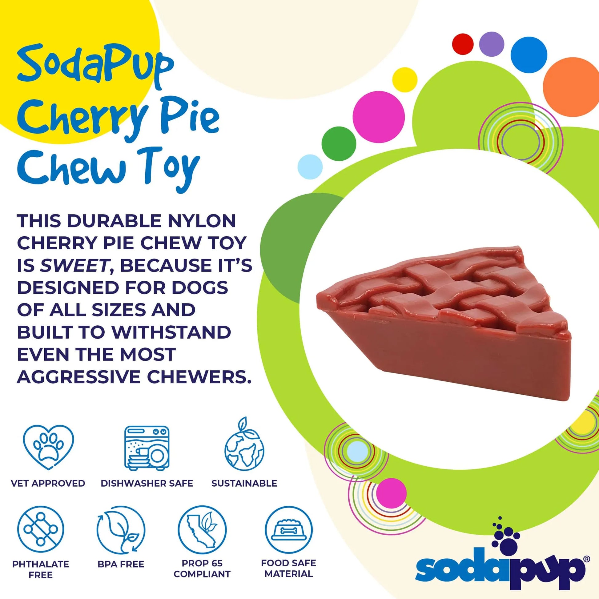 SP Cherry Pie Ultra Durable Nylon Dog Chew Toy and Treat Holder for Aggressive Chewers - Pets Perfect