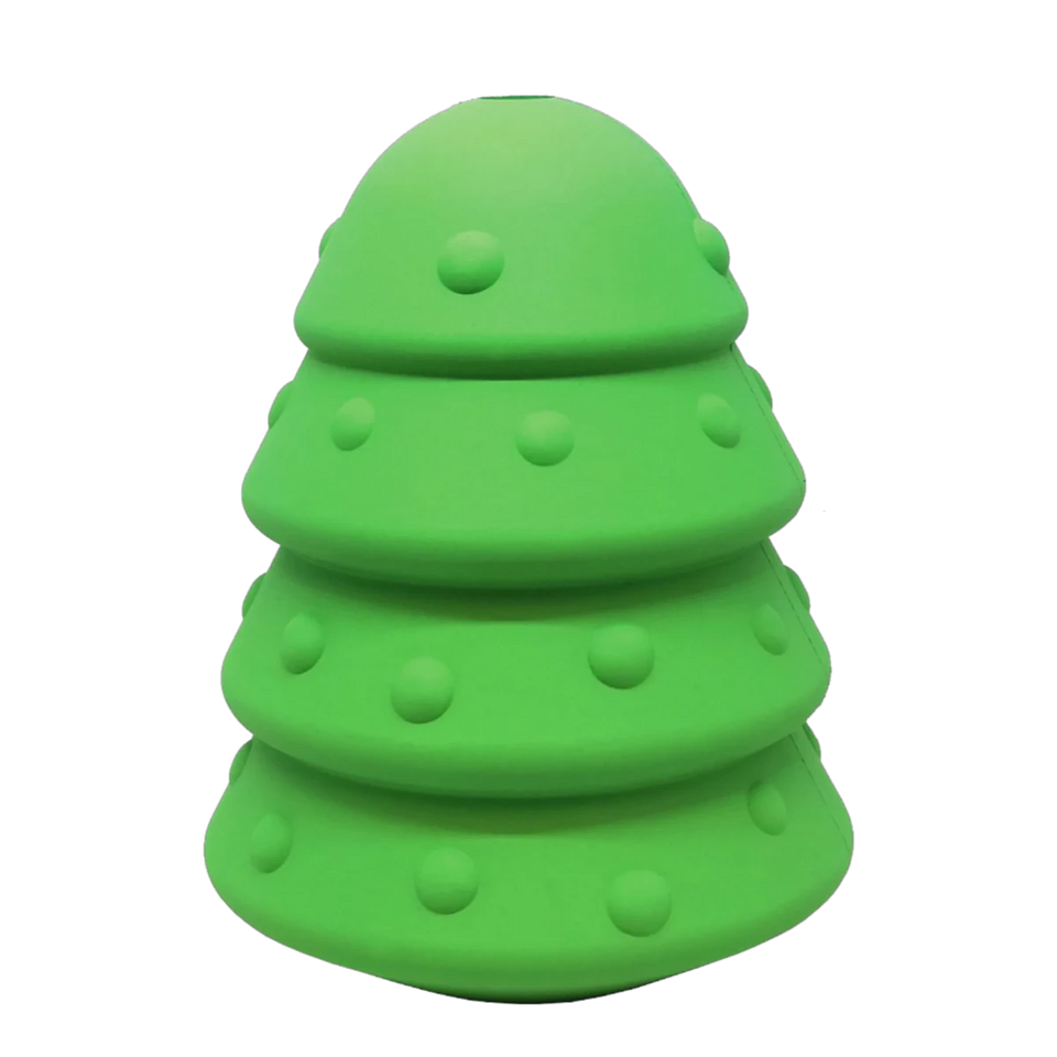 MKB Christmas Tree Durable Rubber Chew Dog Toy & Treat Dispenser - Pets Perfect