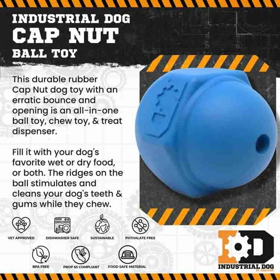 ID Cap Nut Ultra-Durable Rubber Chew Dog Toy and Treat Dispenser - Pets Perfect