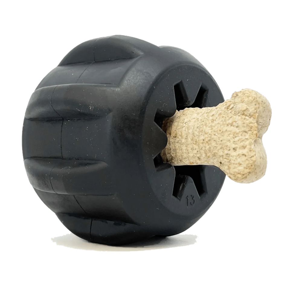 Magnum Black ID Gear Treat Pocket Durable Rubber Treat Holder and Chew Dog Toy - Pets Perfect