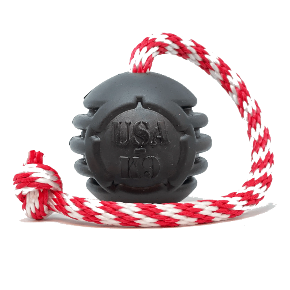 USA - K9 Magnum Black Stars and Stripes Ultra - Durable Rubber Chew Toy, Reward Toy, Tug Toy, and Retrieving Toy - Pets Perfect