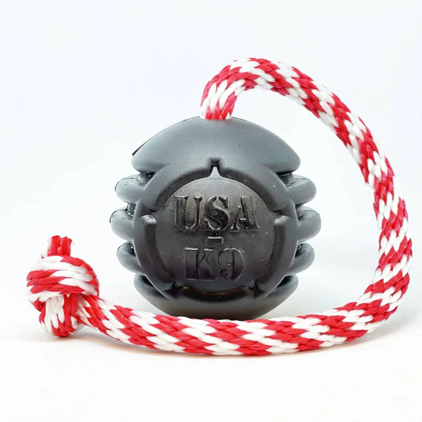 USA - K9 Magnum Black Stars and Stripes Ultra - Durable Rubber Chew Toy, Reward Toy, Tug Toy, and Retrieving Toy - Pets Perfect