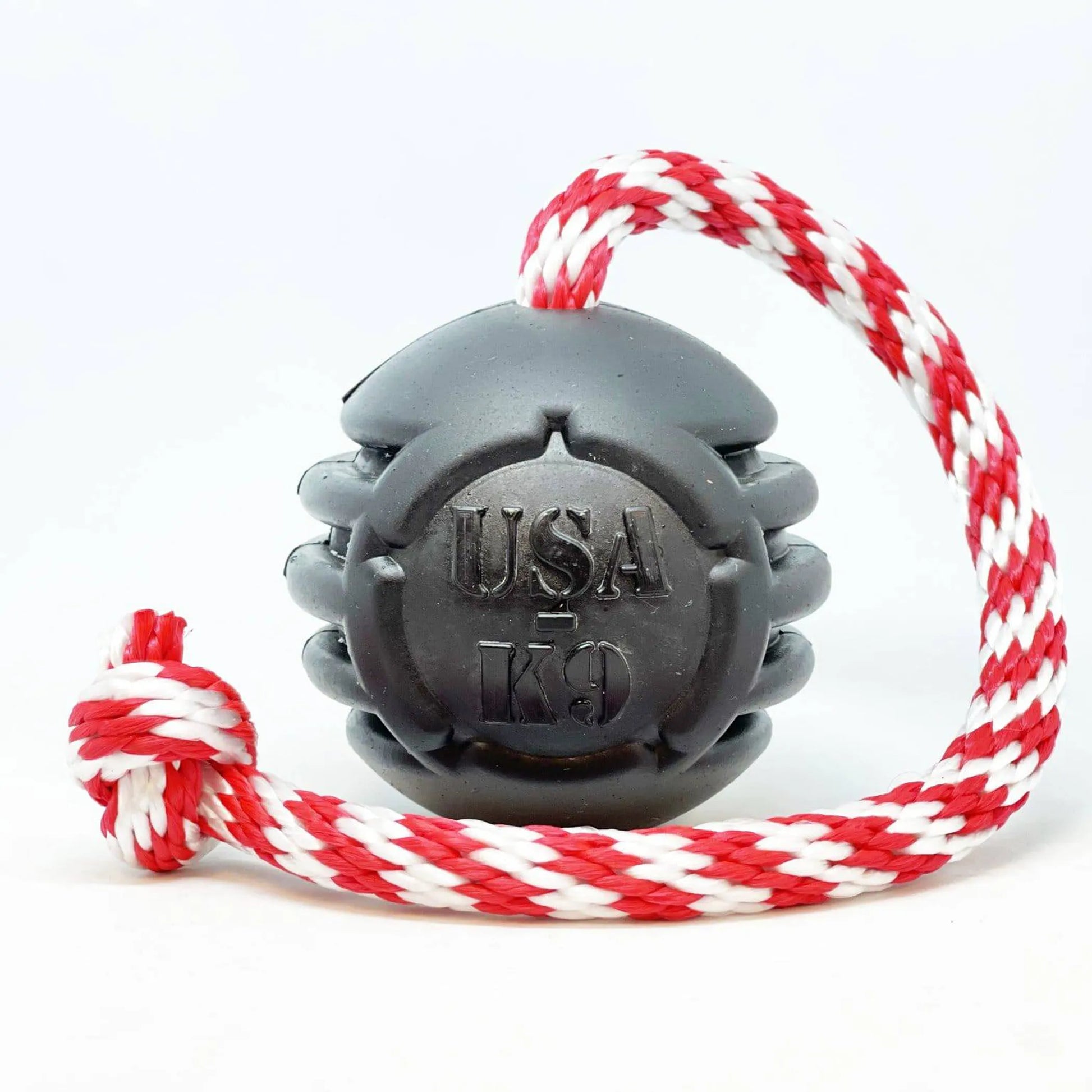 USA - K9 Magnum Black Stars and Stripes Ultra - Durable Rubber Chew Toy, Reward Toy, Tug Toy, and Retrieving Toy - Pets Perfect