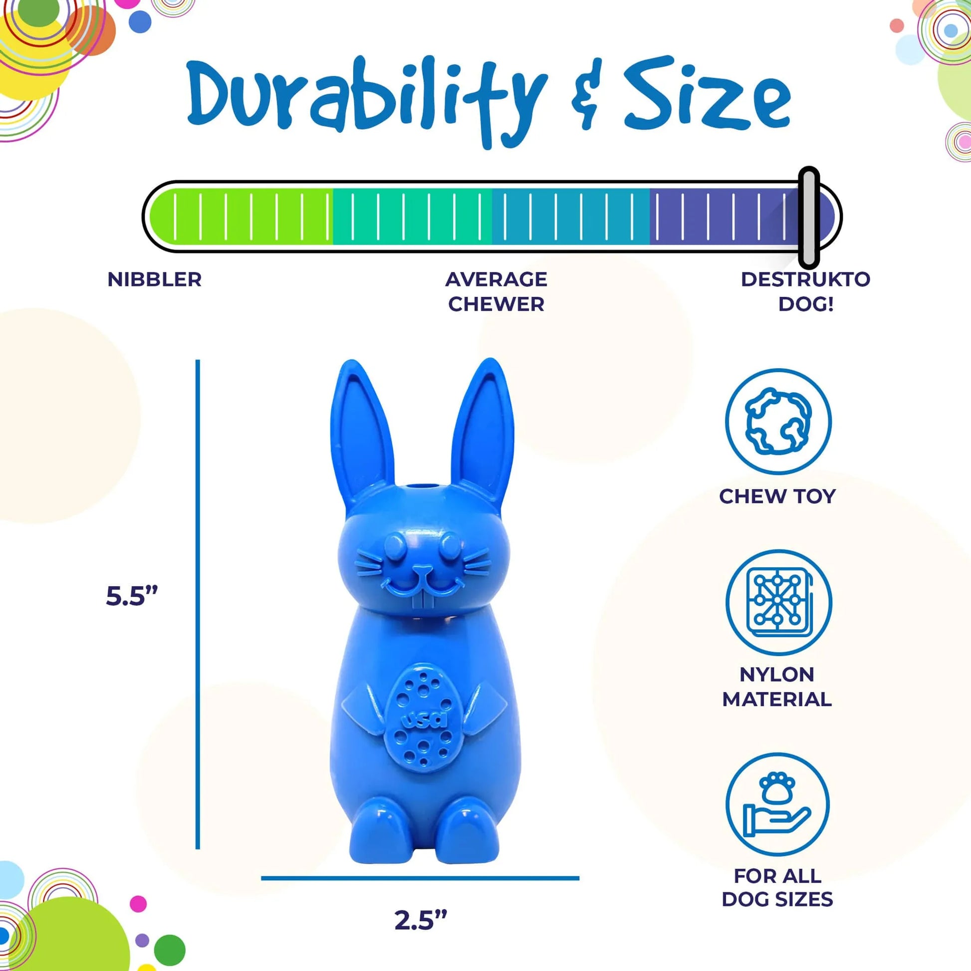 Durable Nylon Bunny Chew Toy and Enrichment Toy for Aggressive Chewers - Pets Perfect