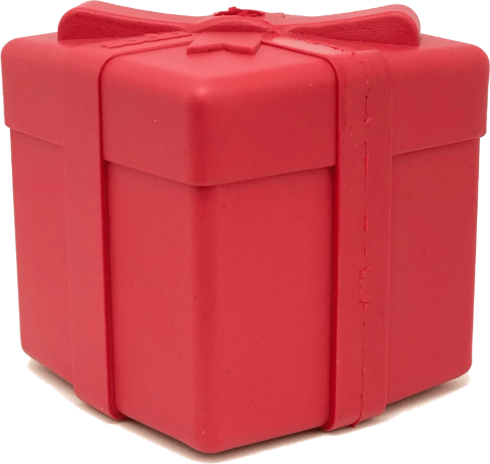 SP Gift Box Durable Rubber Chew Dog Toy & Treat Dispenser, Red/LARGE