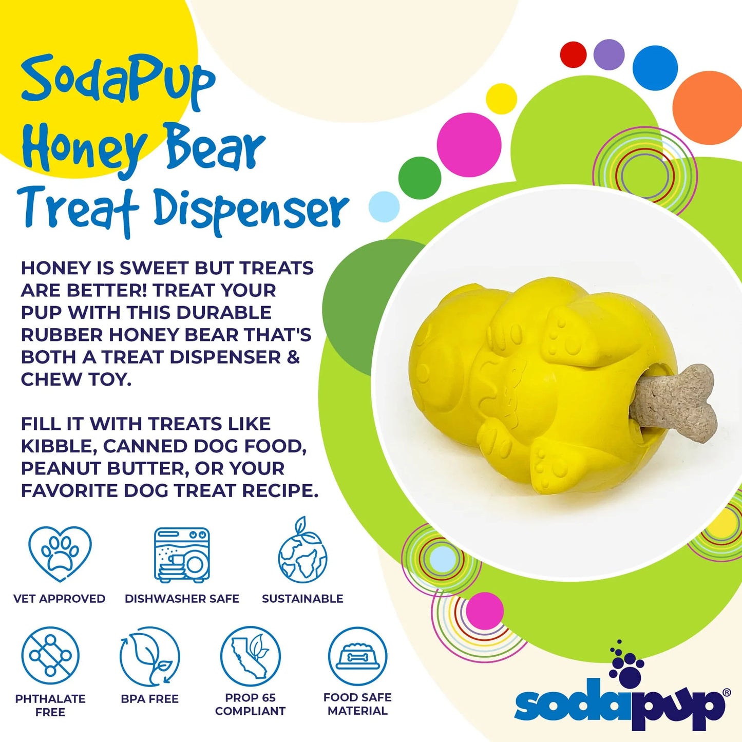 Honey Bear Treat Toy – Nylon Enrichment Dispenser – Medium