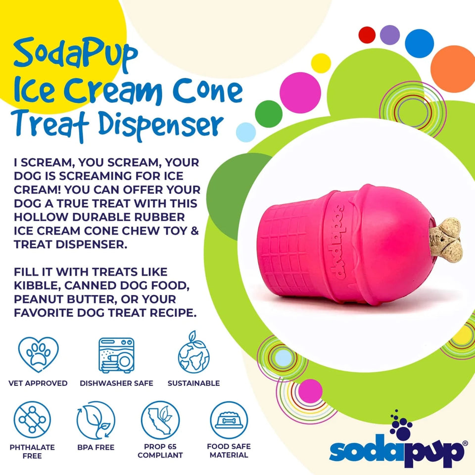 SP Ice Cream Cone Durable Rubber Chew Dog Toy and Treat Dispenser, view 7