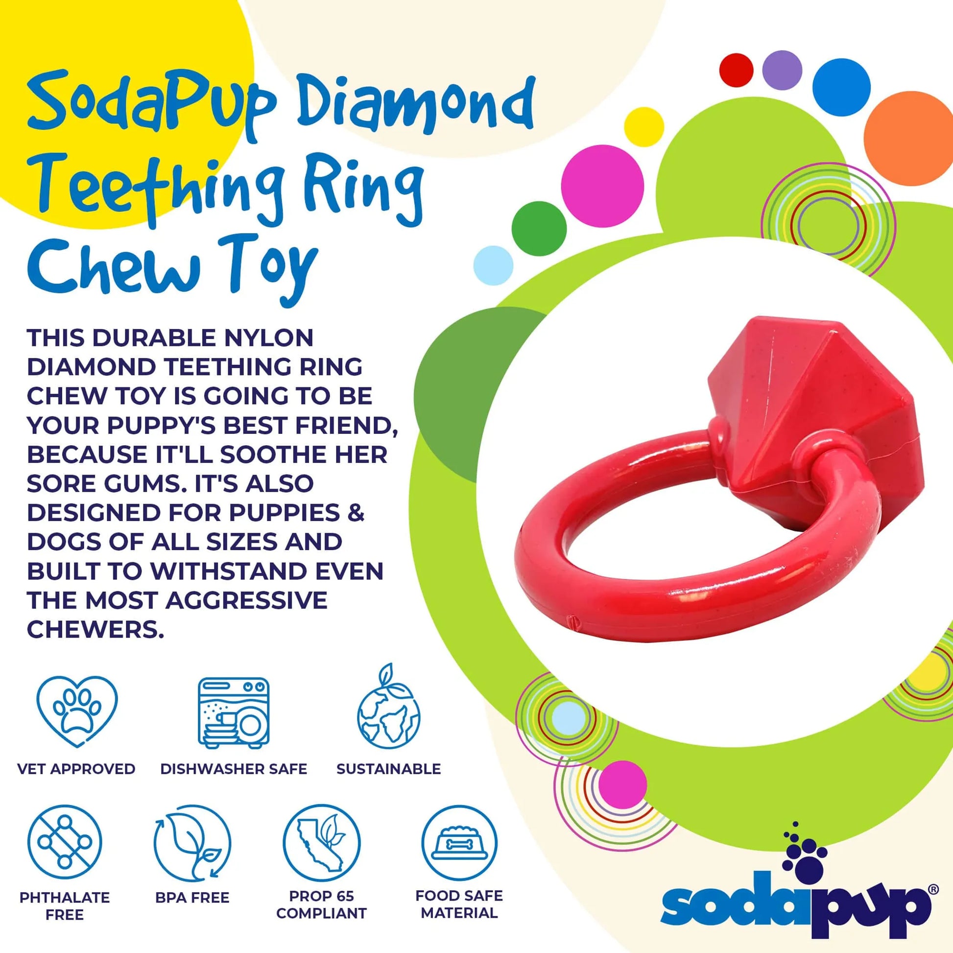 Diamond Ring Durable Teething Ring for Puppies and Aggressive Chewers - Pets Perfect