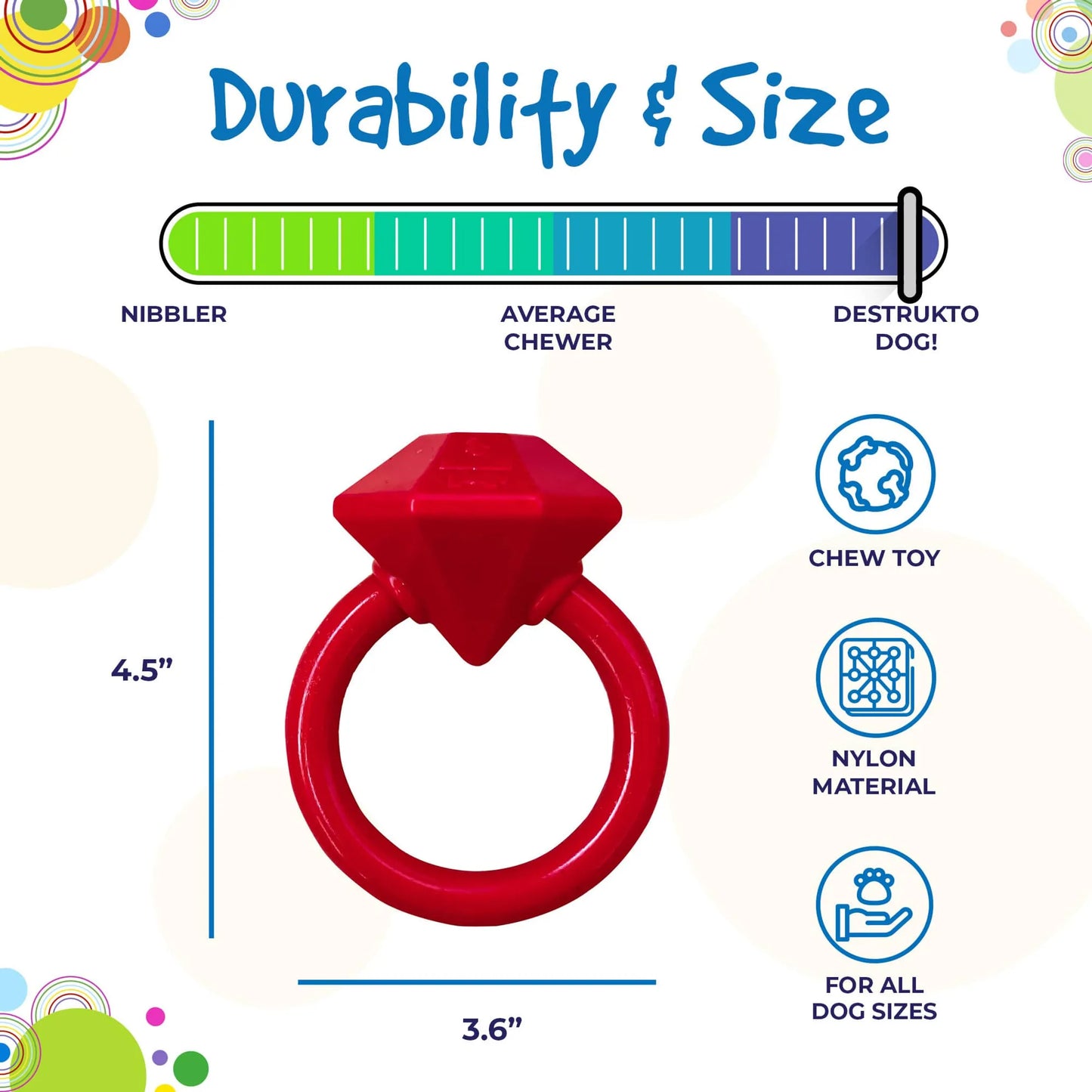 Diamond Ring Durable Teething Ring for Puppies and Aggressive Chewers - Pets Perfect
