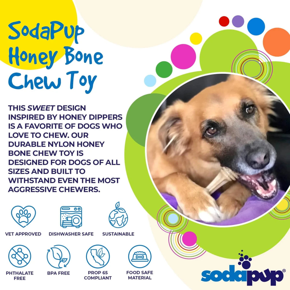 SP Honey Bone Ultra Durable Nylon Dog Chew Toy for Aggressive Chewers, Brown/MEDIUM, view 2
