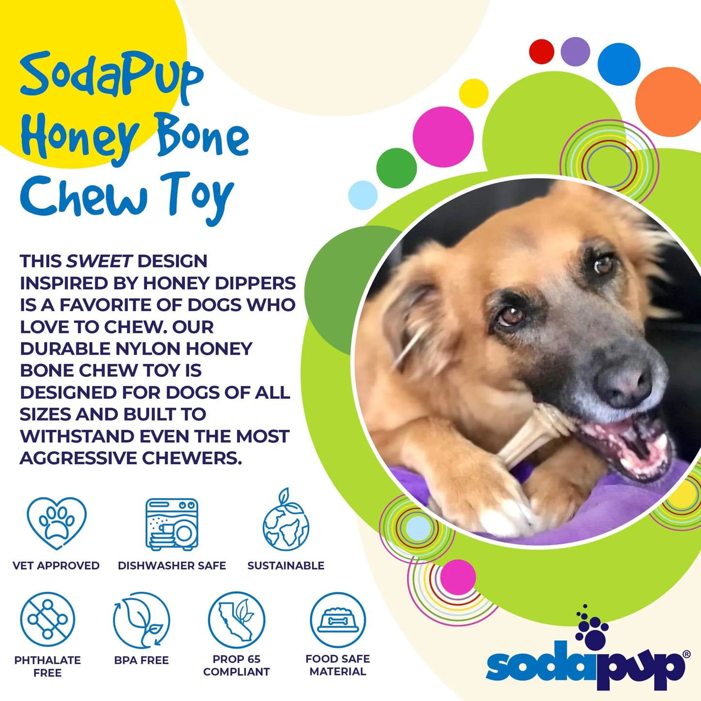 SP Honey Bone Ultra Durable Nylon Dog Chew Toy for Aggressive Chewers - Pets Perfect