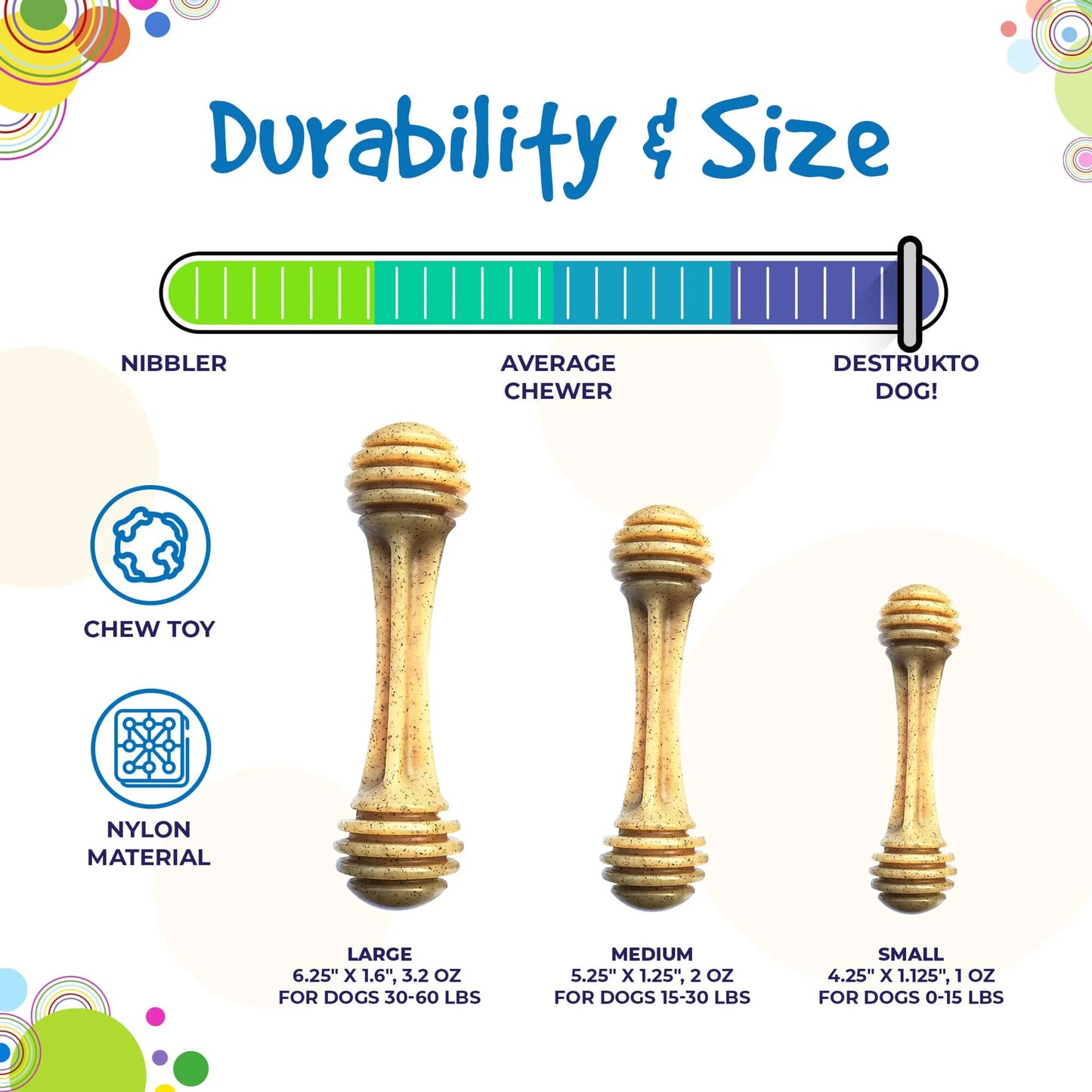 SP Honey Bone Ultra Durable Nylon Dog Chew Toy for Aggressive Chewers - Pets Perfect