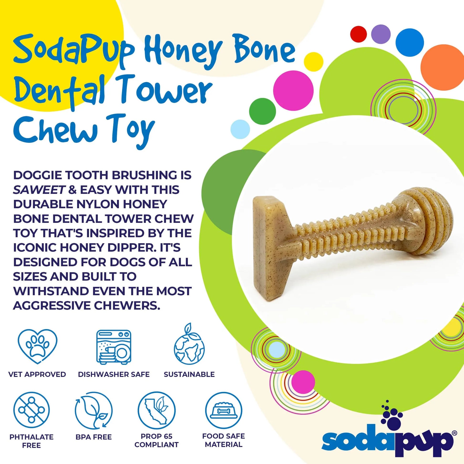 SP Honey Bone Dental Tower Ultra Durable Nylon Dog Chew Toy for Aggressive Chewers - Pets Perfect