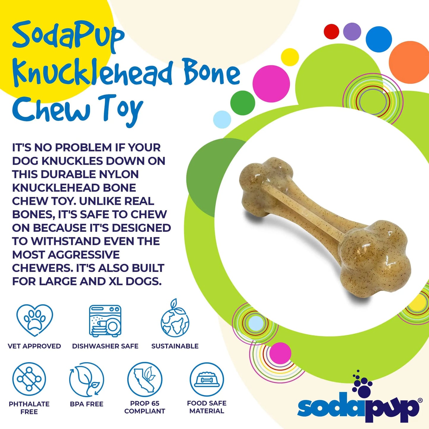 Knuckle Bone Ultra Durable Nylon Dog Chew Toy for Aggressive Chewers - Pets Perfect