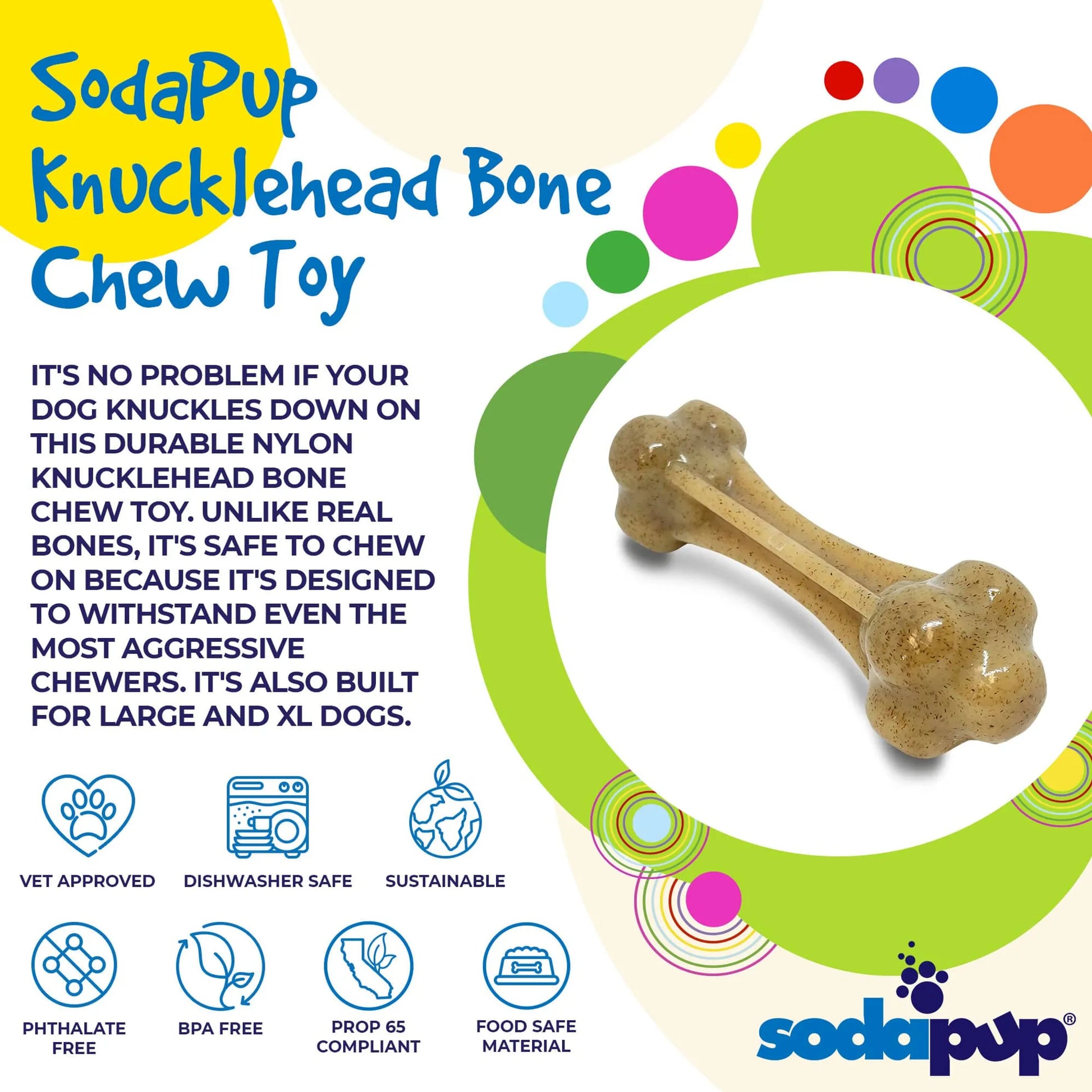 Knuckle Bone Ultra Durable Nylon Dog Chew Toy for Aggressive Chewers - Pets Perfect