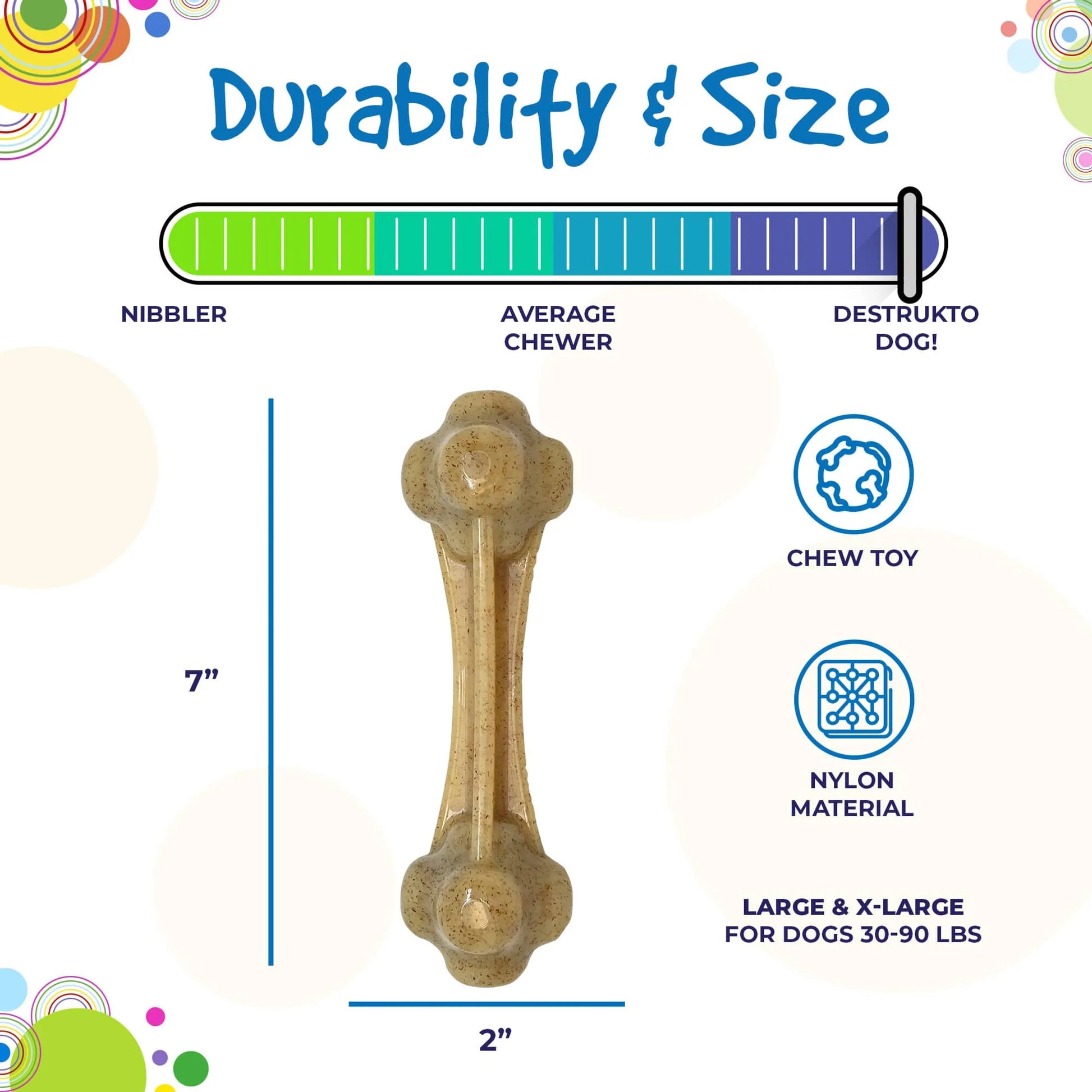 Knuckle Bone Ultra Durable Nylon Dog Chew Toy for Aggressive Chewers - Pets Perfect