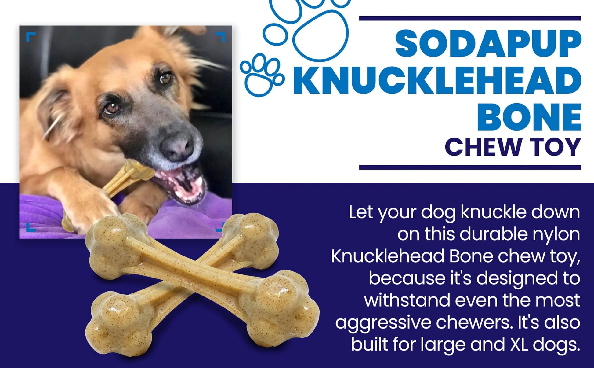 Knuckle Bone Ultra Durable Nylon Dog Chew Toy for Aggressive Chewers - Pets Perfect