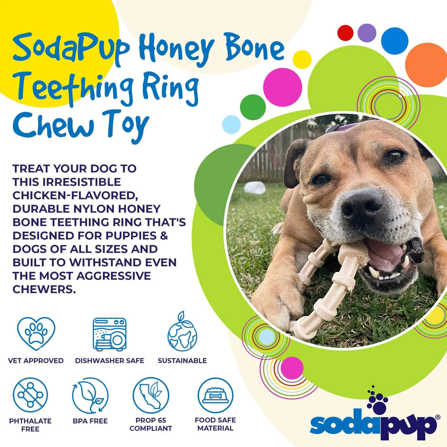 SP Honey Bone Chicken Flavored Teething Ring for Aggressive Chewers - Pets Perfect