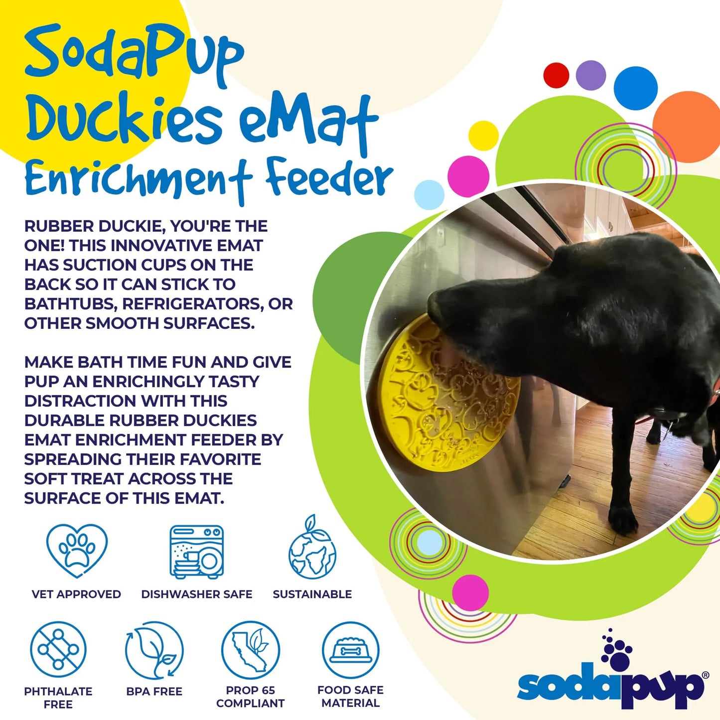 SodaPup Duckies eMat Enrichment Lick Mat with Suction Cups | 8 Inch