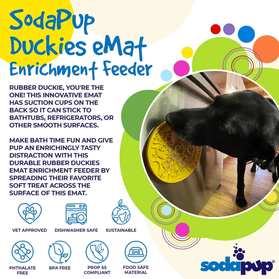 SodaPup Duckies eMat Enrichment Lick Mat with Suction Cups, 8 in - Pets Perfect