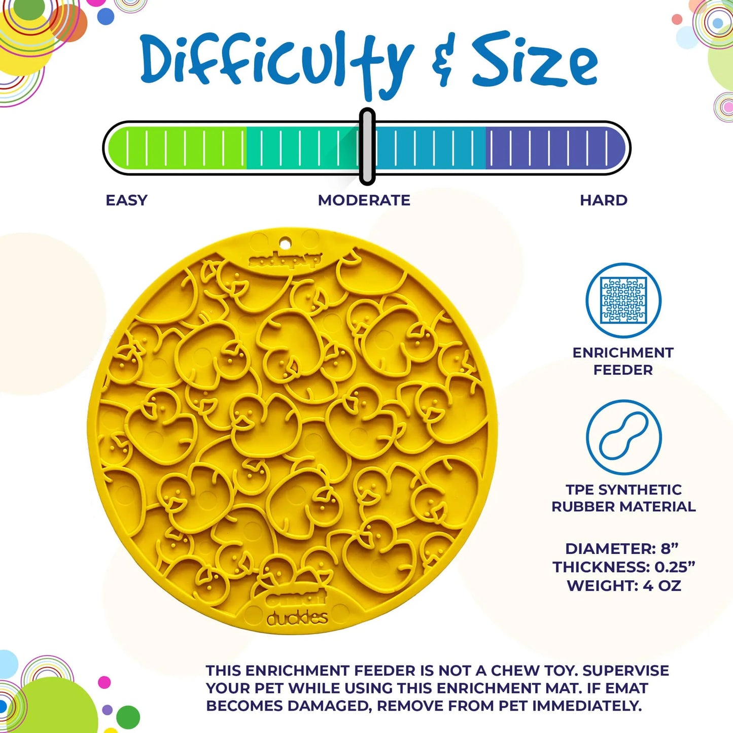 Duckies Design eMat Enrichment Lick Mat With Suction Cups - Pets Perfect