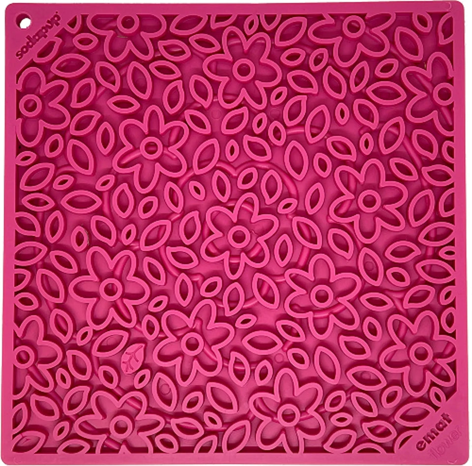 SodaPup Flower Power Design eMat Enrichment Lick Mat, Small and Large, Pink/1, view 2