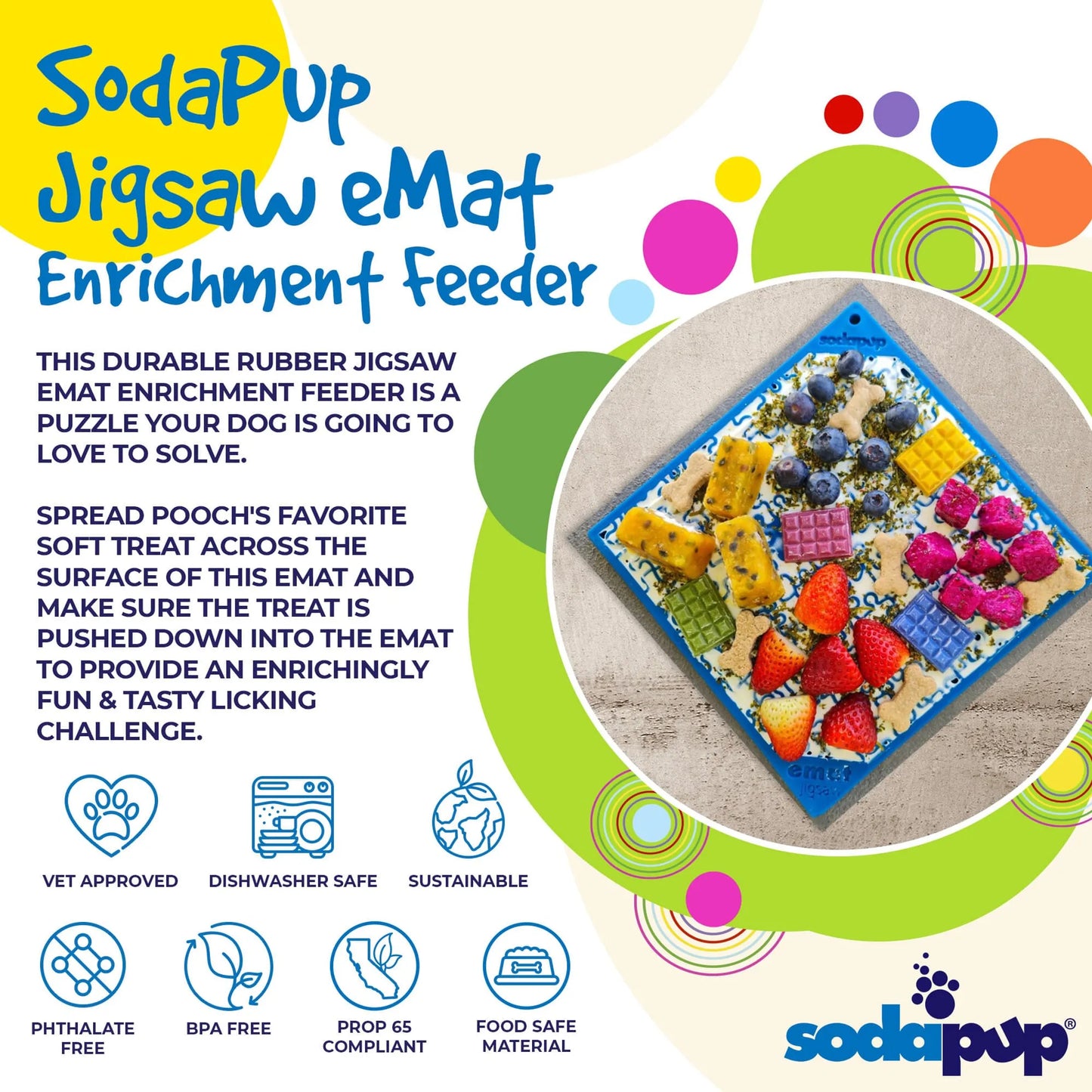 SodaPup Jigsaw Design eMat Enrichment Lick Mat | 8 Inch