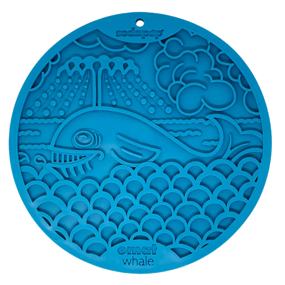 SodaPup Whale eMat Enrichment Lick Mat with Suction Cups, 8 in - Pets Perfect