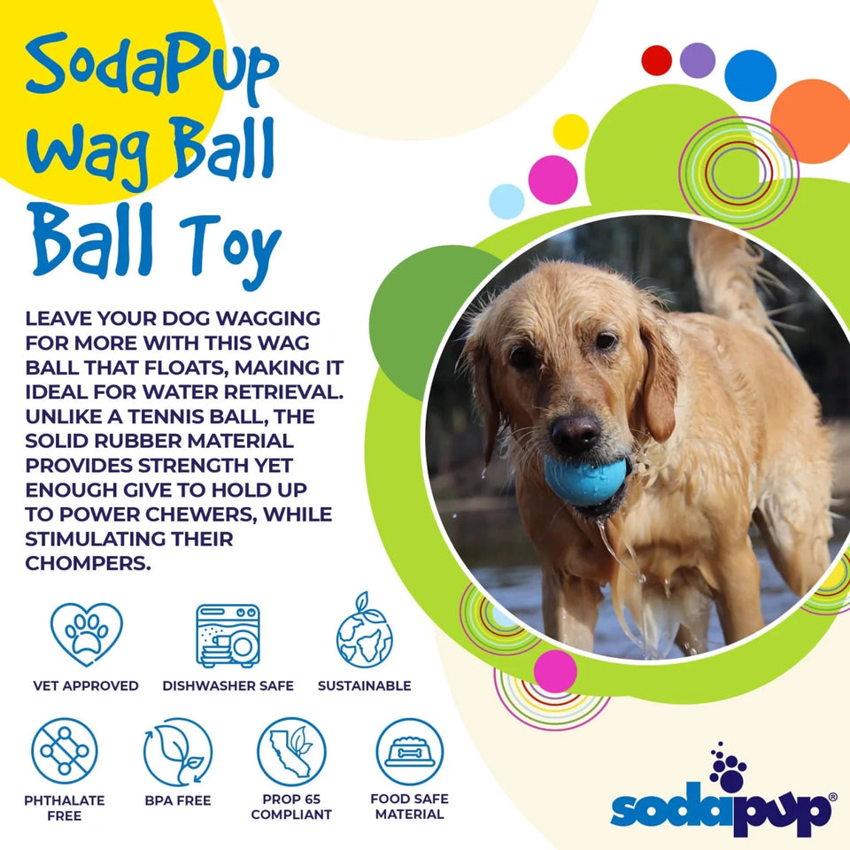 SP Wag Ball Ultra Durable Synthetic Rubber Chew Dog Toy & Floating Retrieving Toy - Pets Perfect