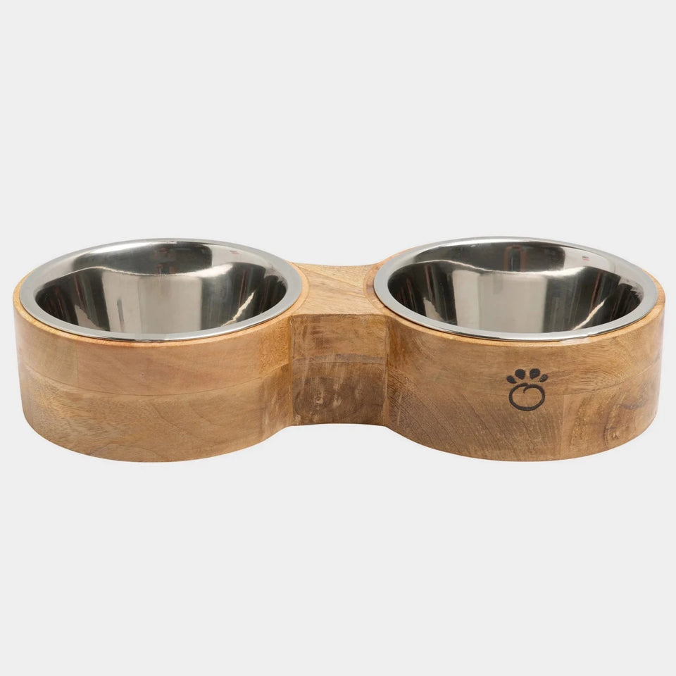 GF Pet Wood & Metal Feeder Double Diner, Natural/LARGE, view 3