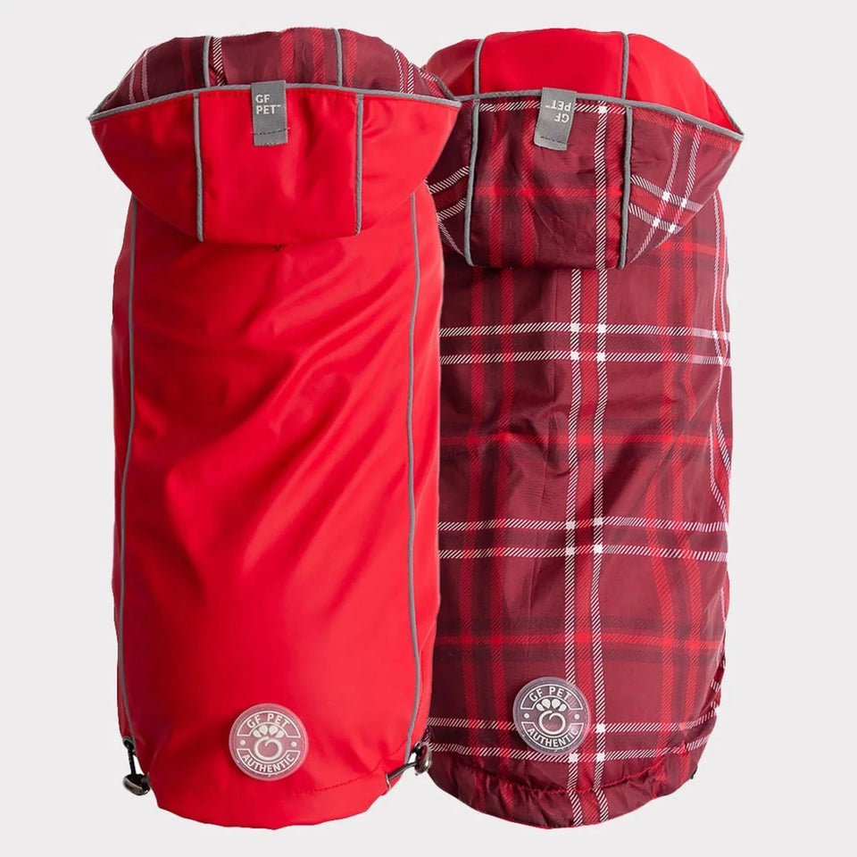 GF Pet Reversible ElastoFit Raincoat - Waterproof Dog Rain Jacket, Red/LARGE, view 14