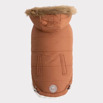 GF Pet ElastoFit Urban Dog Parka - Sherpa Lined Dog Coat, Caramel/2XL
