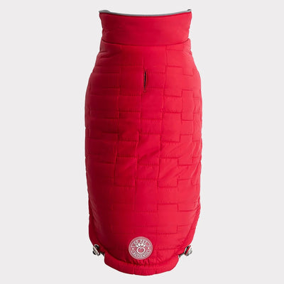 GF Pet Reversible Elasto-Fit Chalet Jacket - Red, 2-in-1 Dog Coat, 2XL