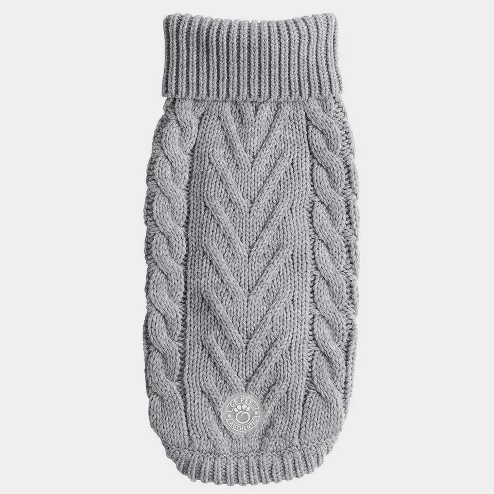 GF Pet Chalet Dog Sweater - Cable Knit Turtleneck, Grey/XL, view 17