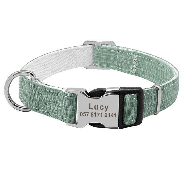Personalized Engraved Nylon Dog Collar with ID Tag - Custom Name Collar for Dogs - Pets Perfect