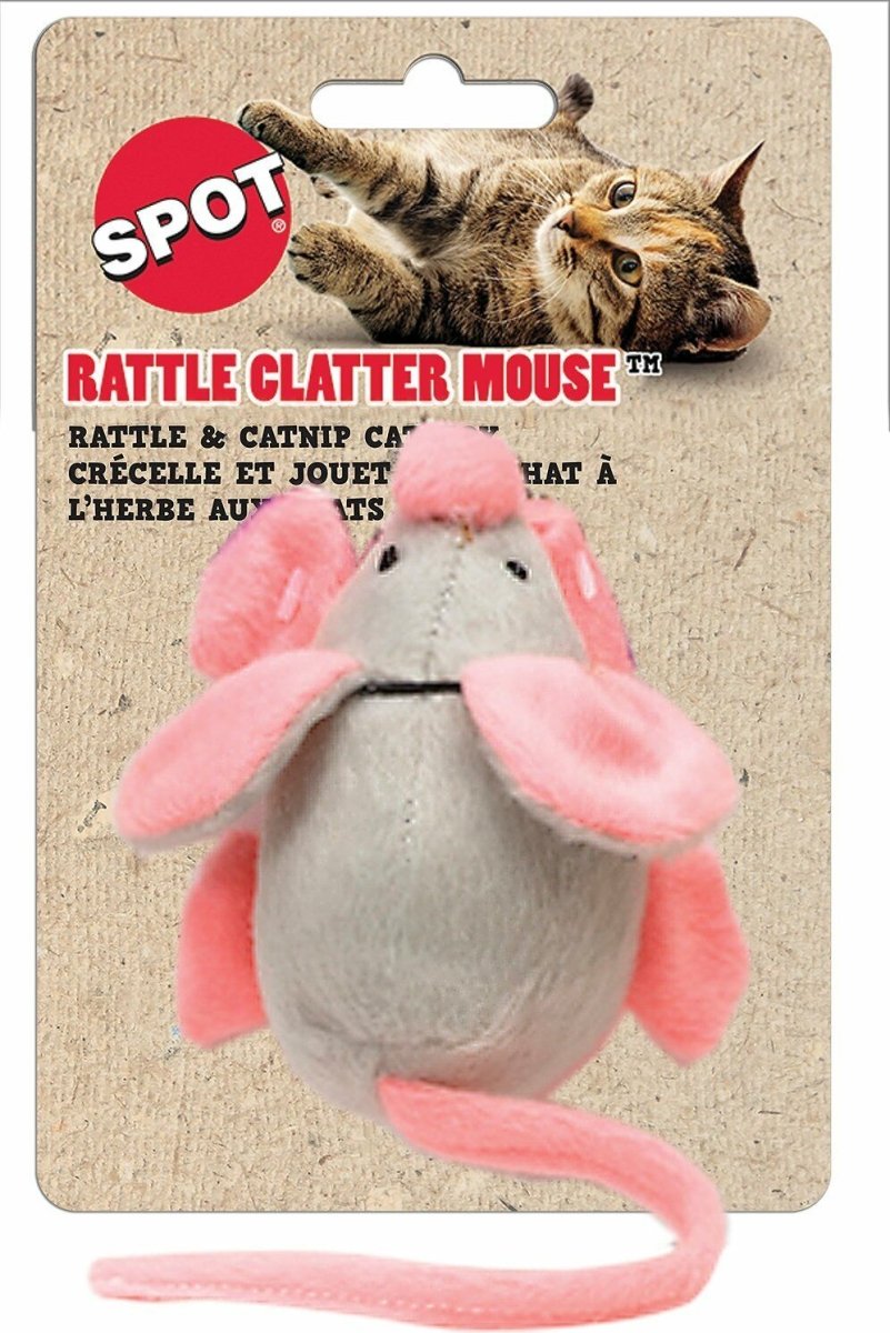 Spot Rattle Clatter Mouse Cat Toy with Catnip Assorted 9 in Large - Pets Perfect