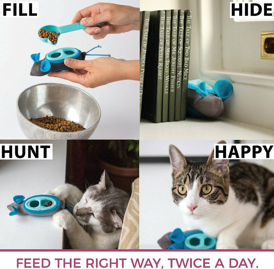 Doc & Phoebe Indoor Hunting Cat Feeder, Blue, Gray 3 ct, view 3