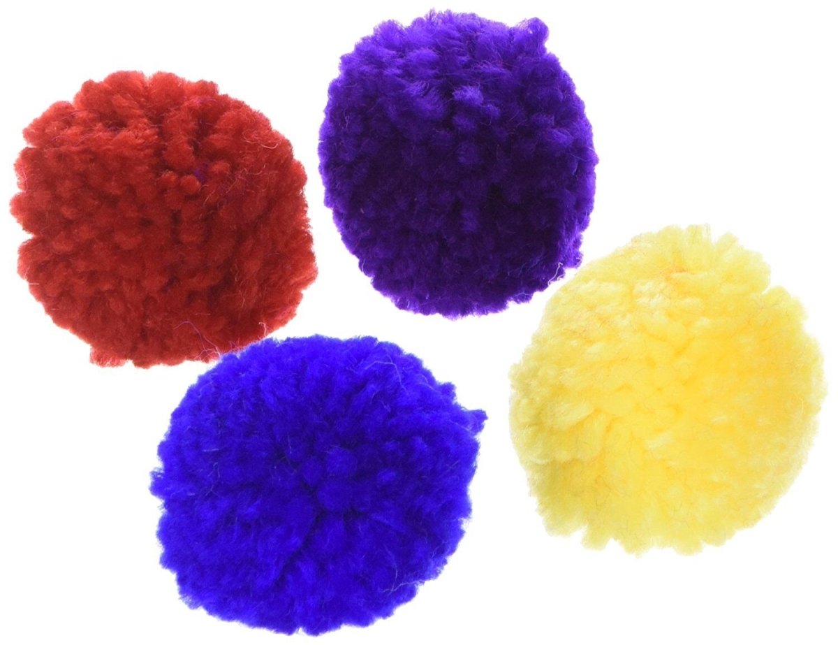 Spot Wool Pom Poms Cat Toy with Catnip Assorted 1.5 in 4 Pack - Pets Perfect