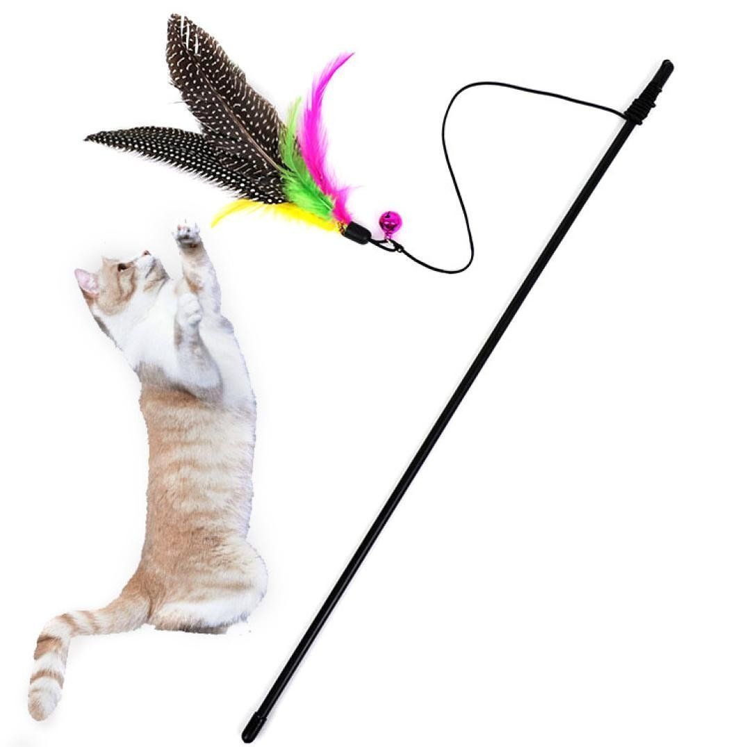 Spot Feather Dangler Teaser Wand Cat Toy Multi - Color 18 in - Pets Perfect